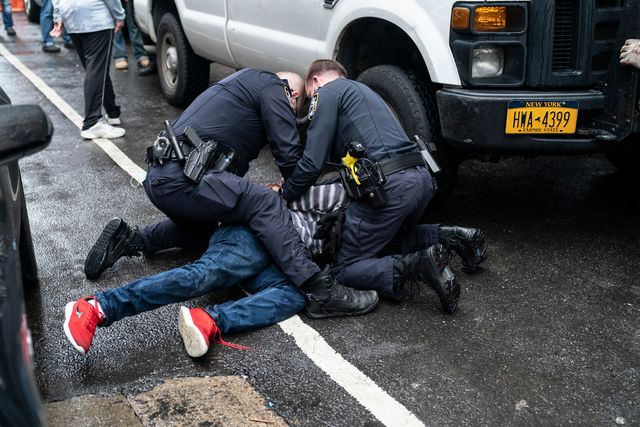 NYPD arrests a man for an "emotional disturbance" on Murray Street, October 13th, 2020
